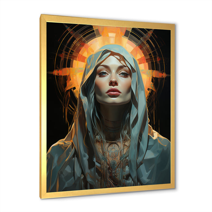 Radiant Portrait Of Holy Mary - Owl Canvas Wall Art