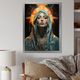 Radiant Portrait Of Holy Mary - Owl Canvas Wall Art