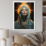 Radiant Portrait Of Holy Mary - Owl Canvas Wall Art