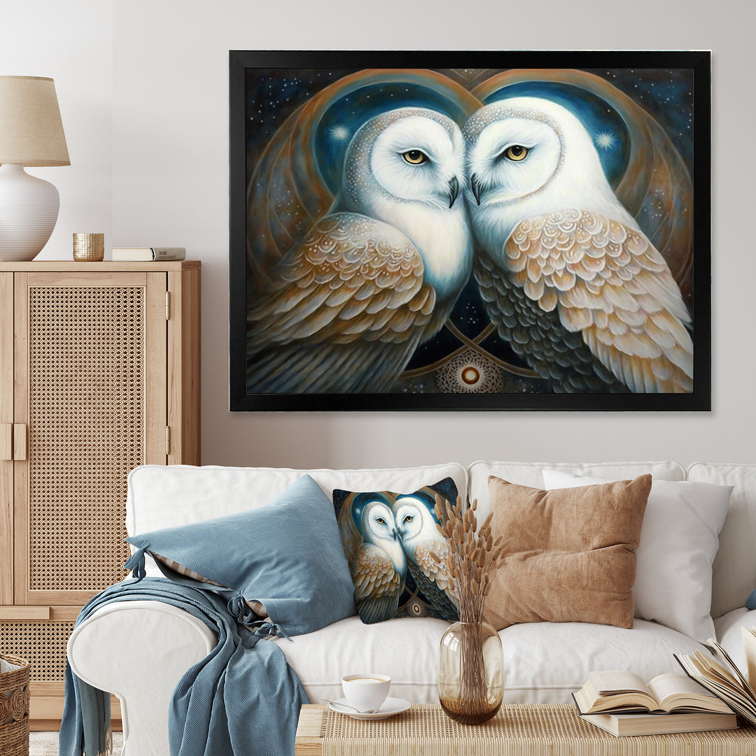 White Owls in love - Owl Wall Decor