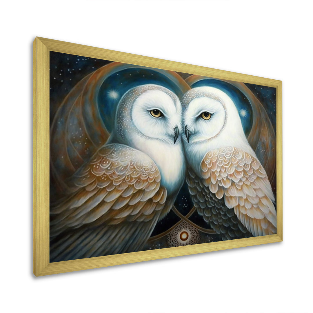 White Owls in love - Owl Wall Decor