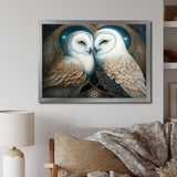 White Owls in love - Owl Wall Decor