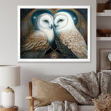 White Owls in love - Owl Wall Decor