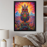 Portrait Of Purple Shamanic Owl Mexican Dessert - Owl Wall Decor