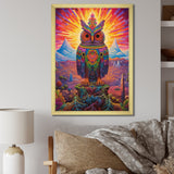 Portrait Of Purple Shamanic Owl Mexican Dessert - Owl Wall Decor