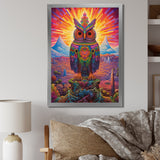 Portrait Of Purple Shamanic Owl Mexican Dessert - Owl Wall Decor