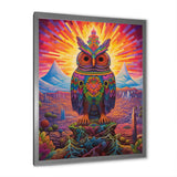Portrait Of Purple Shamanic Owl Mexican Dessert - Owl Wall Decor