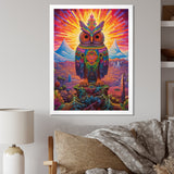 Portrait Of Purple Shamanic Owl Mexican Dessert - Owl Wall Decor