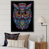Psychedelic Owl Portrait On Black - Owl Home Decor Art