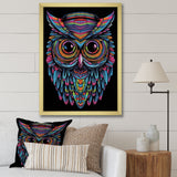 Psychedelic Owl Portrait On Black - Owl Home Decor Art