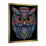 Psychedelic Owl Portrait On Black - Owl Home Decor Art