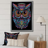 Psychedelic Owl Portrait On Black - Owl Home Decor Art