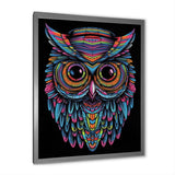 Psychedelic Owl Portrait On Black - Owl Home Decor Art
