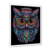 Psychedelic Owl Portrait On Black - Owl Home Decor Art