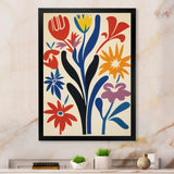 Abstract Retro Flowers In Blue Yellow Black - Owl Bedroom Wall Art