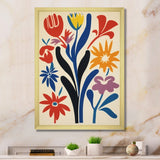 Abstract Retro Flowers In Blue Yellow Black - Owl Bedroom Wall Art