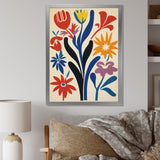 Abstract Retro Flowers In Blue Yellow Black - Owl Bedroom Wall Art