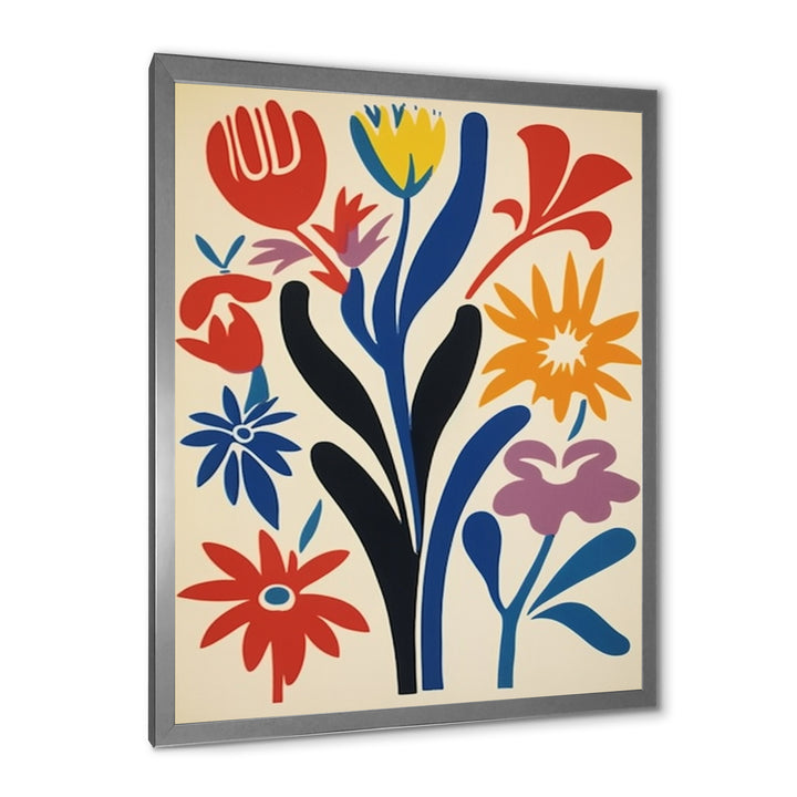 Abstract Retro Flowers In Blue Yellow Black - Owl Bedroom Wall Art