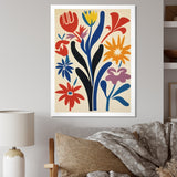 Abstract Retro Flowers In Blue Yellow Black - Owl Bedroom Wall Art
