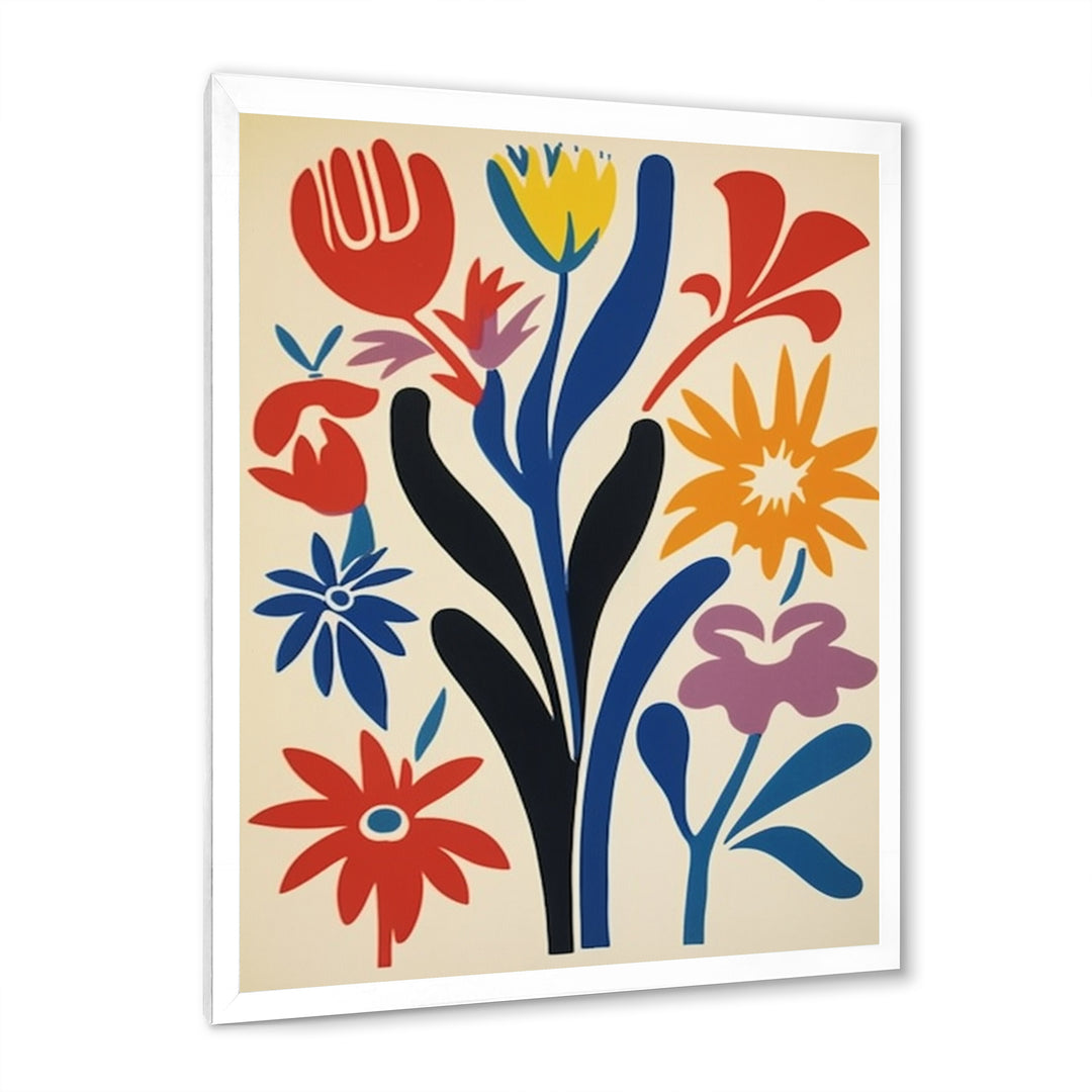 Abstract Retro Flowers In Blue Yellow Black - Owl Bedroom Wall Art