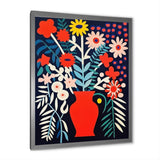 Retro Bouquet Wildflowers In Red Vase - Owl Canvas Wall Art