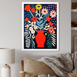 Retro Bouquet Wildflowers In Red Vase - Owl Canvas Wall Art