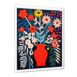 Retro Bouquet Wildflowers In Red Vase - Owl Canvas Wall Art