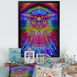 Psychedelic Rainbow Owl Portrait - Owl Wall Decor