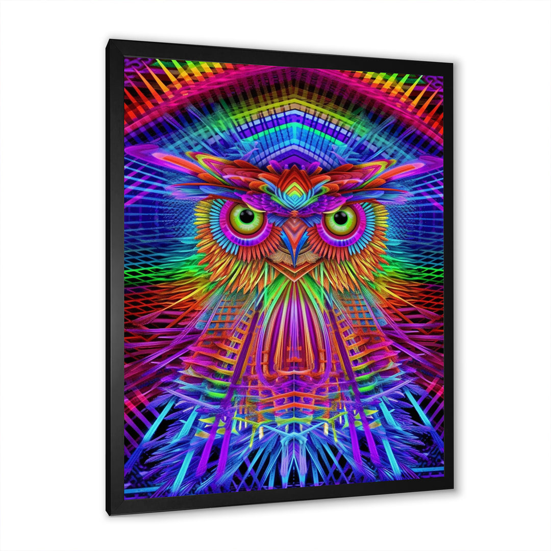 Psychedelic Rainbow Owl Portrait - Owl Wall Decor