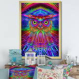 Psychedelic Rainbow Owl Portrait - Owl Wall Decor