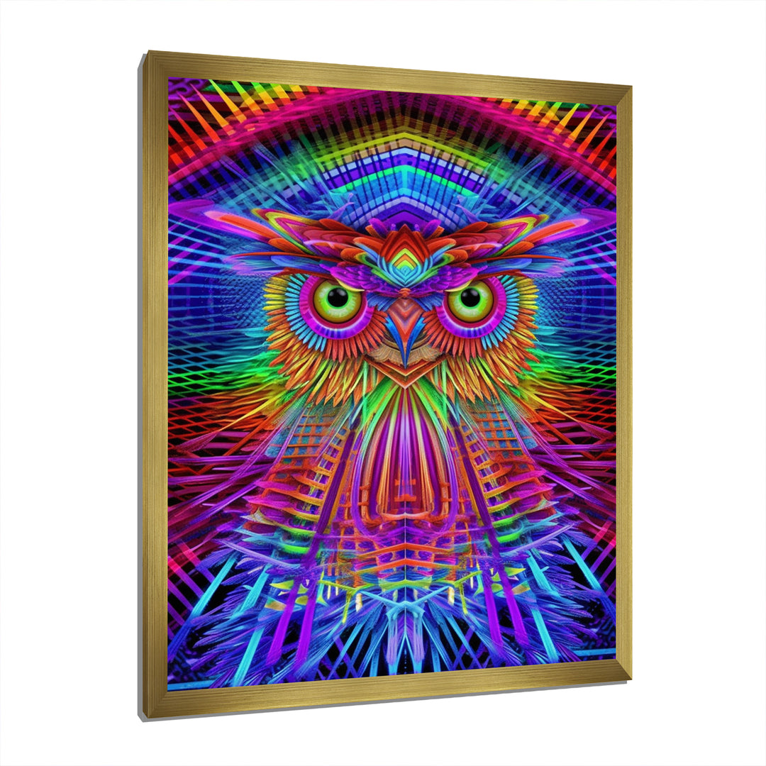 Psychedelic Rainbow Owl Portrait - Owl Wall Decor