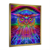 Psychedelic Rainbow Owl Portrait - Owl Wall Decor