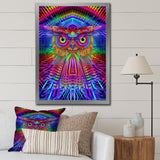 Psychedelic Rainbow Owl Portrait - Owl Wall Decor