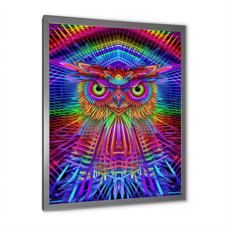Psychedelic Rainbow Owl Portrait - Owl Wall Decor