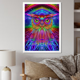 Psychedelic Rainbow Owl Portrait - Owl Wall Decor