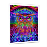 Psychedelic Rainbow Owl Portrait - Owl Wall Decor