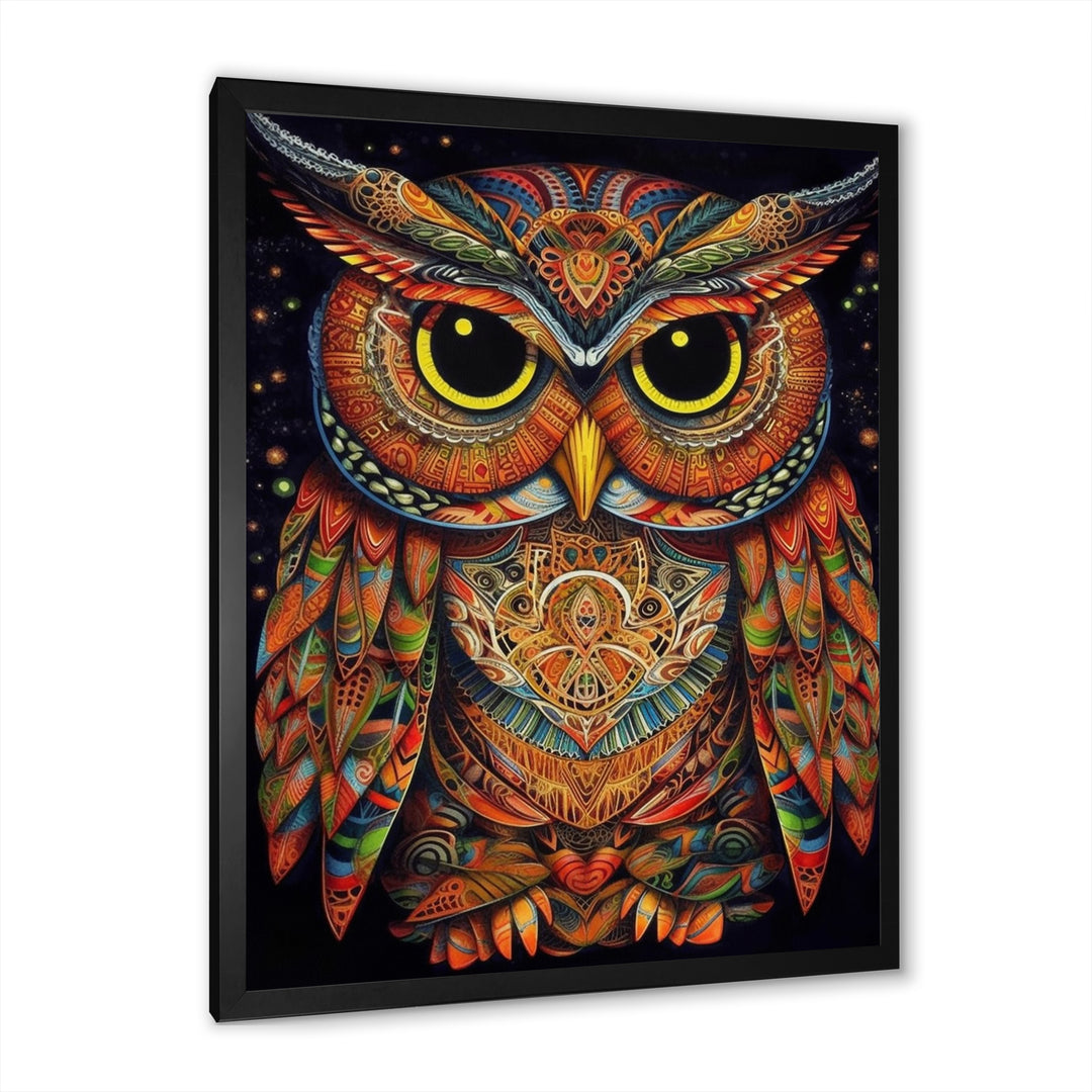 Brown Yellow Wisdom in Colors - Brown Owl Wall Art
