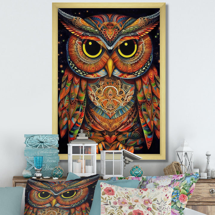 Brown Yellow Wisdom in Colors - Brown Owl Wall Art