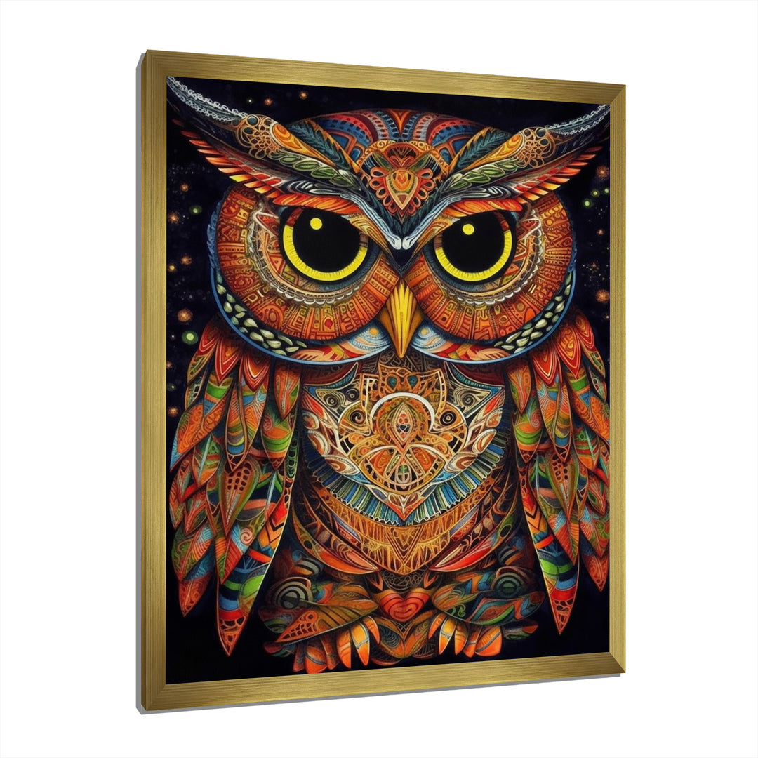 Brown Yellow Wisdom in Colors - Brown Owl Wall Art
