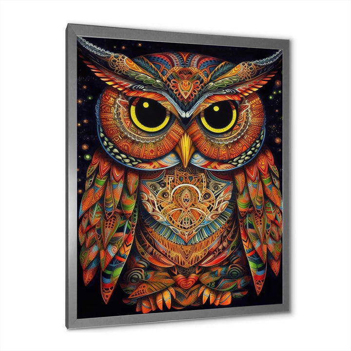 Brown Yellow Wisdom in Colors - Brown Owl Wall Art