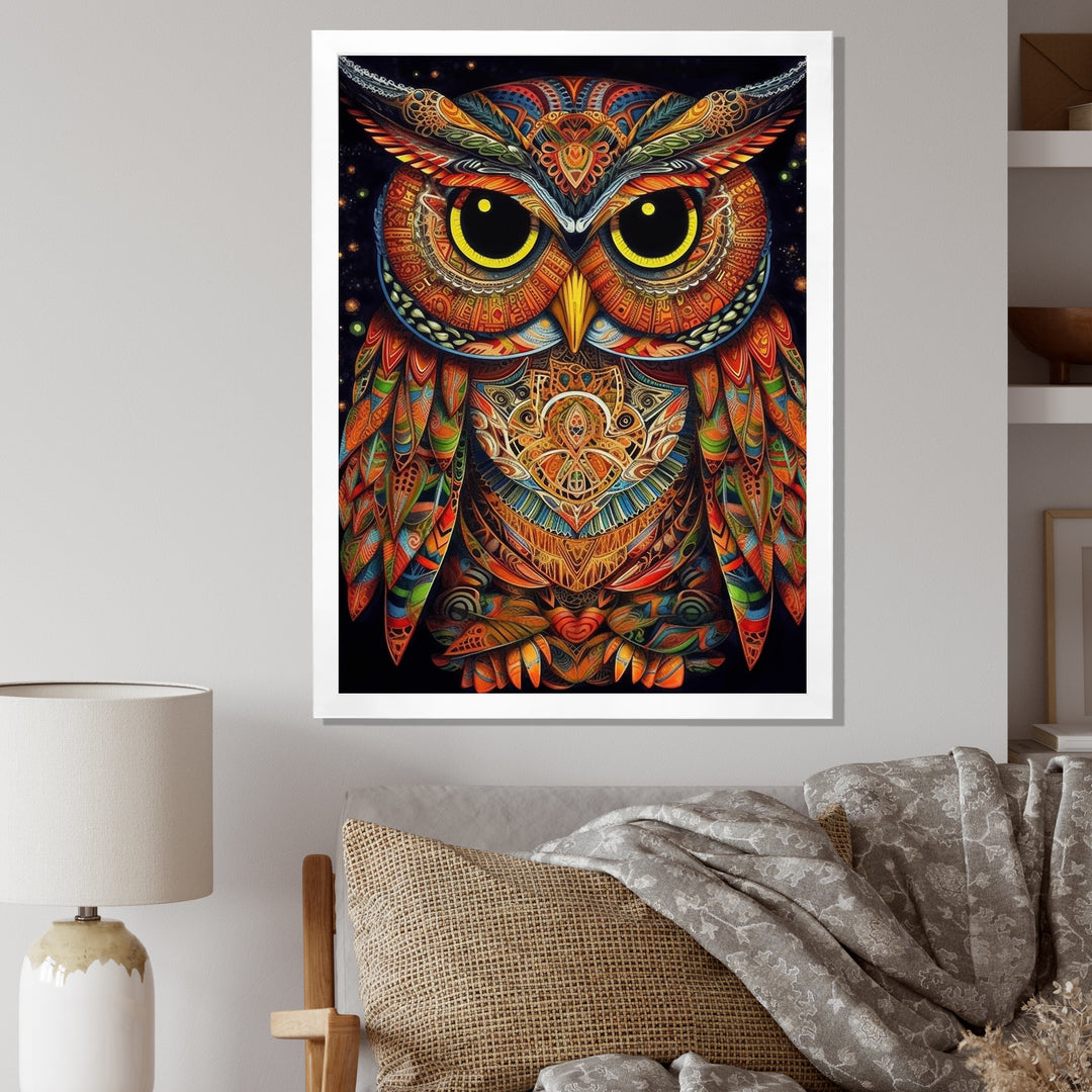 Brown Yellow Wisdom in Colors - Brown Owl Wall Art