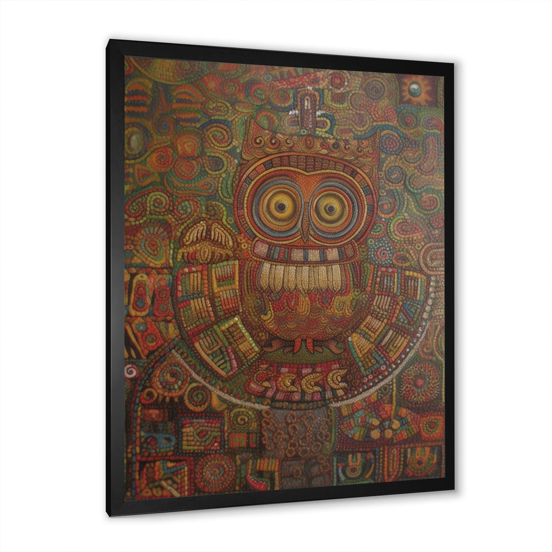 Tribal Portrait Of Owl - Brown Owl Wall Art