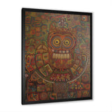 Tribal Portrait Of Owl - Brown Owl Wall Art