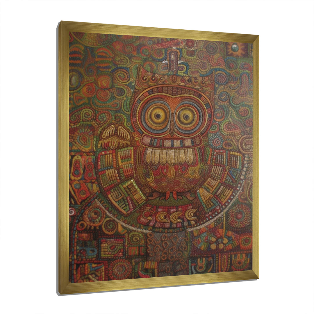 Tribal Portrait Of Owl - Brown Owl Wall Art