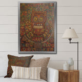 Tribal Portrait Of Owl - Brown Owl Wall Art