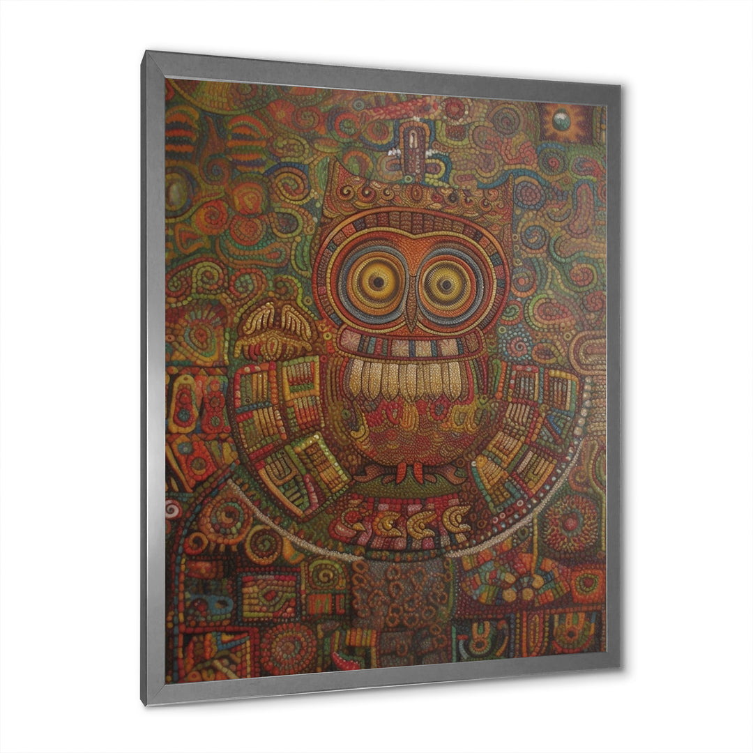 Tribal Portrait Of Owl - Brown Owl Wall Art