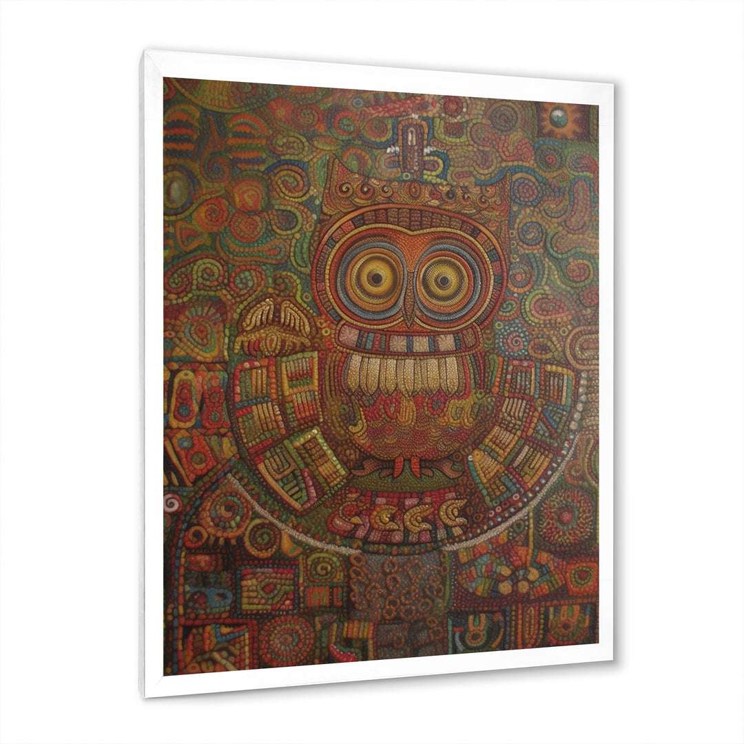 Tribal Portrait Of Owl - Brown Owl Wall Art