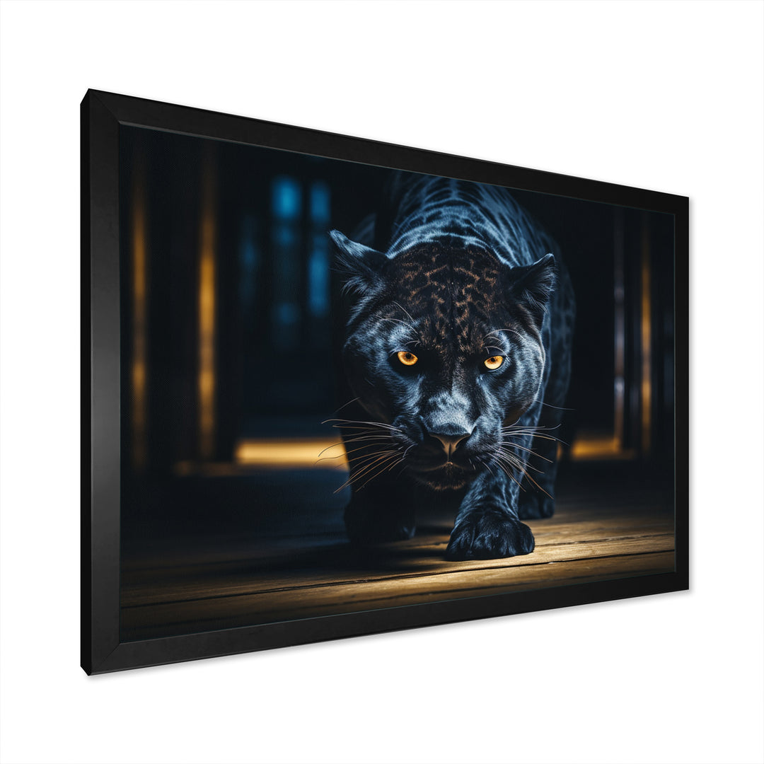 Glorious Black Panther Hunting Wild Nature - Panther Bedroom Wall Art
