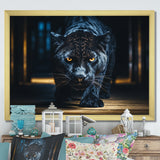 Glorious Black Panther Hunting Wild Nature - Panther Bedroom Wall Art