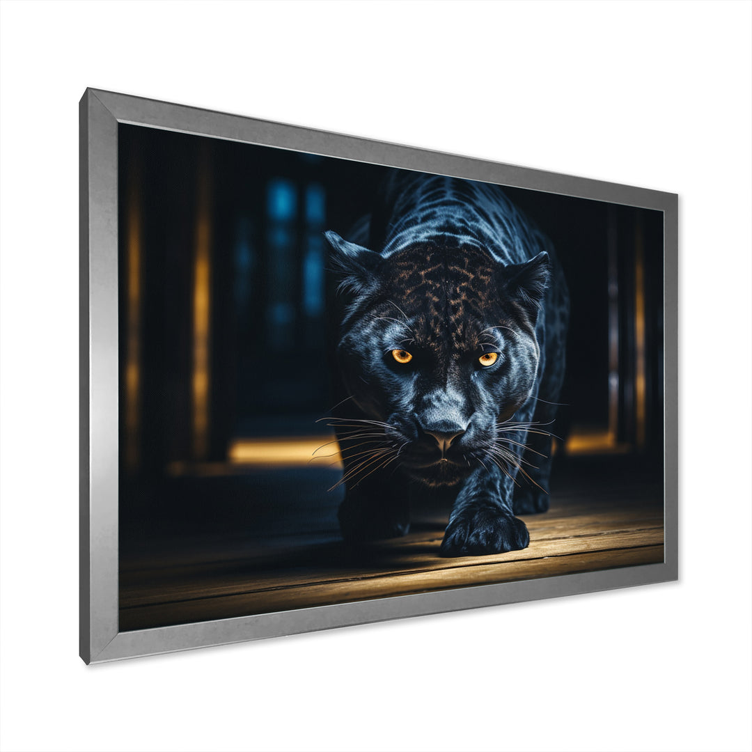 Glorious Black Panther Hunting Wild Nature - Panther Bedroom Wall Art
